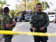 A man opened fire at a southern California church on Sunday, killing one person and injuring several others before being stopped and tied-up by parishioners in what an official called an act of ‘exceptional heroism and bravery’ (Damian Dovarganes/AP)
