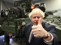 Prime Minister Boris Johnson at Thales (Liam McBurney/PA)