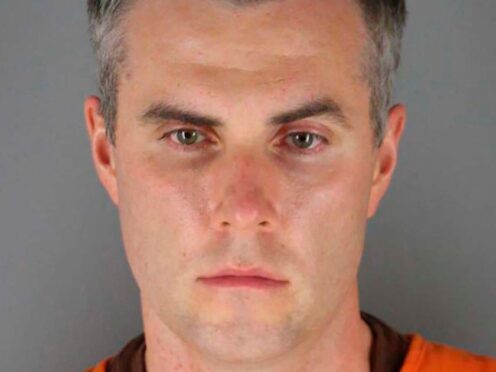 Thomas Lane helped to restrain George Floyd, who was handcuffed (Hennepin County Sheriff’s Office via AP)