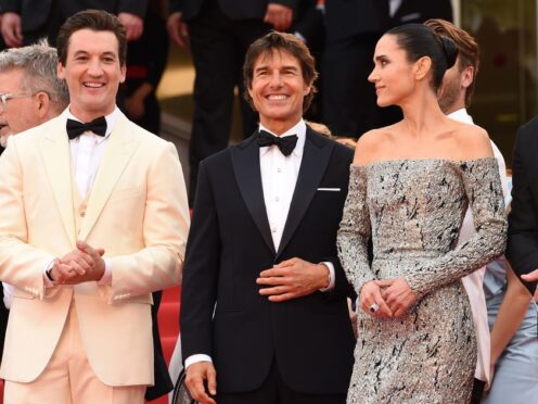Miles Teller, Tom Cruise and Jennifer Connelly attend the Top Gun: Maverick premiere during the 75th Cannes Film Festival (Doug Peters/PA)
