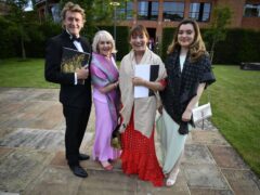 Grant McCahon with Nina Myskow and Lorraine Kelly and her daughter Rosie Smith (Beresford Hodge/PA)