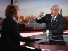 Nadhim Zahawi being interviewed by Jo Coburn on the BBC One current affairs programme Sunday Morning (Jeff Overs/BBC/PA)