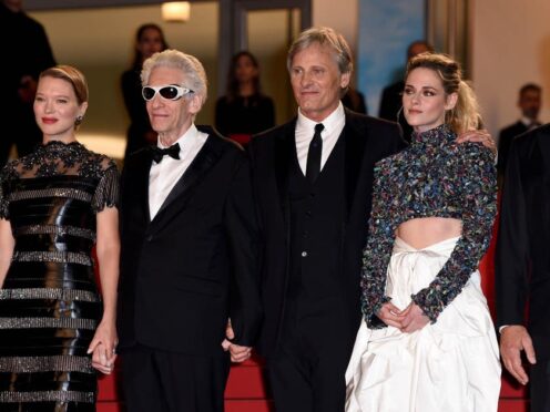 (left to right) Lea Seydoux, David Cronenberg, Viggo Mortensen and Kristen Stewart (Doug Peters/PA)