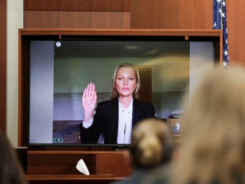 Kate Moss says Johnny Depp never pushed her down stairs during short testimony (Evelyn Hockstein/AP)