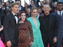 Austin Butler, Priscilla Presley, Olivia DeJonge, Tom Hanks and Alton Mason attend the Elvis premiere during during the 75th Cannes Film Festival in Cannes, France. Picture date: Wednesday May 25, 2022.