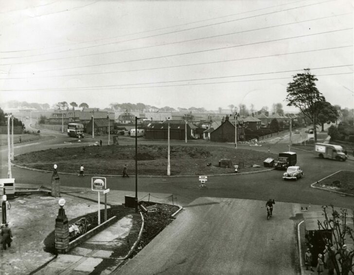 A new circle is being constructed on Kingsway East at Arbroath Road in May 1957 in this archive image.