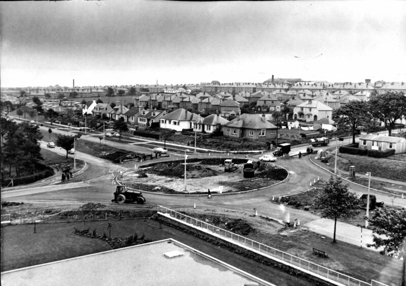 A circle being built on the Kingsway just off Old Glamis Road in 1965.