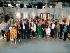 Main and guest cast featured in the final Neighours scene filmed on June 10 2022 (Ray Messner/Fremantle Australia/PA)