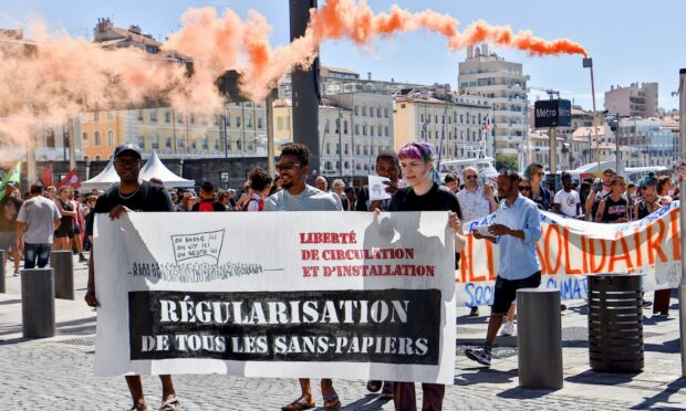 People demonstrate against racism and against the far right, for equal rights and for social and climate justice in Marseille