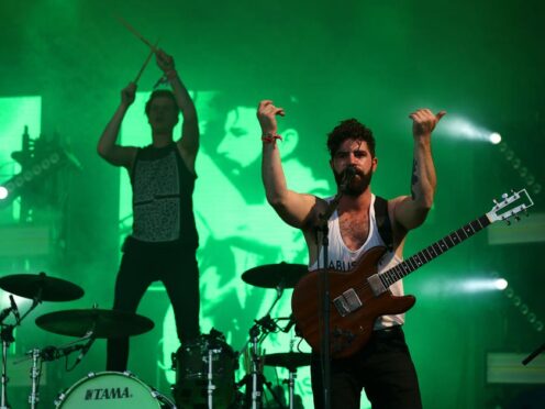 Yannis Philippakis of Foals on the Pyramid Stage at Glastonbury 2016 (Yui Mok/PA)