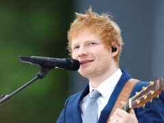 Ed Sheeran performs during the Platinum Jubilee Pageant in front of Buckingham Palace (Hannah McKay/PA)