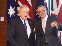 Prime Minister Boris Johnson meets Australian Prime Minister Anthony Albanese during the Nato summit in Madrid (PA)