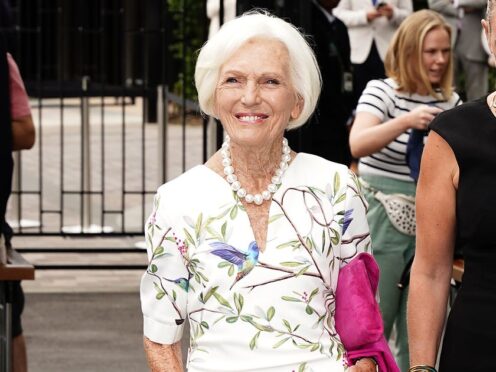 Mary Berry arrives ahead of day four of the 2022 Wimbledon Championships at the All England Lawn Tennis and Croquet Club, Wimbledon. Picture date: Thursday June 30, 2022.