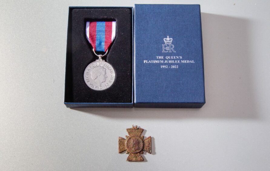 The historic medal alongside the current Queen's Platinum Jubilee medal.