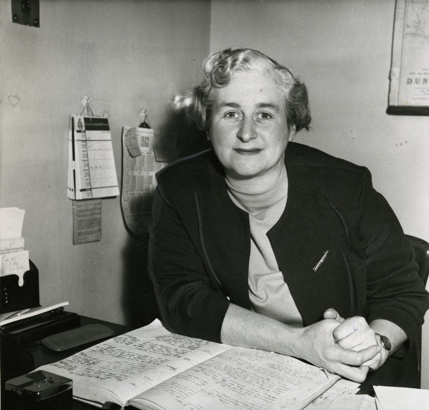 Detective Hilda Bury with her famous ledger. 1963.