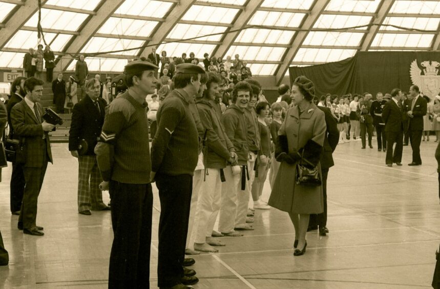 The royal couple at the Bell's Sports Centre on the third day of the Silver Jubilee Tour of Scotland.