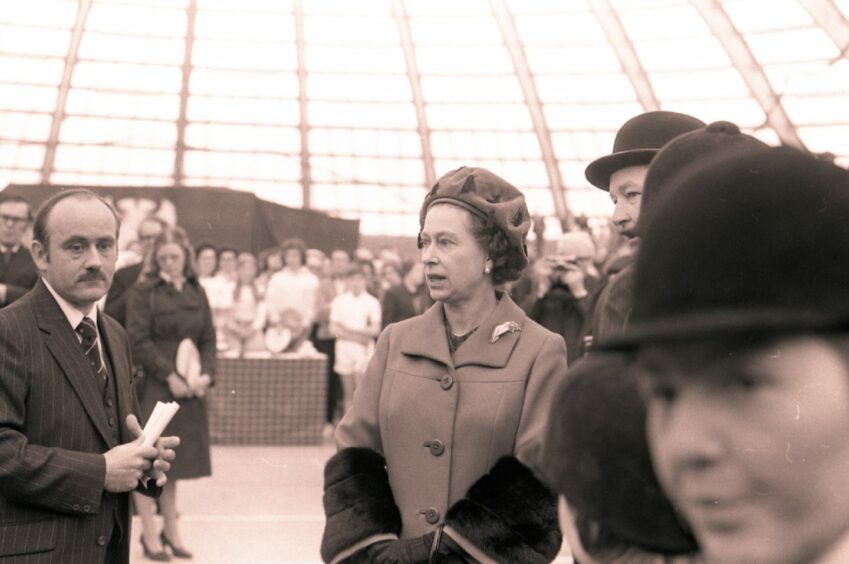 The Queen during her visit to the Bell's Sports Centre where she received a demonstration from youngsters.