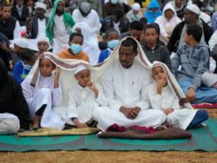 Muslims gather for prayers to celebrate Eid al-Adha in Nairobi, Kenya (Sayyid Abdul Azim/AP)