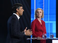 The final two vying to be the next prime minister have come to blows over their fiscal proposals, with Rishi Sunak warning against a ‘huge borrowing spree’ as Liz Truss defended tax-cutting plans worth at least £30 billion a year (Jonathan Hordle/ITV/PA)