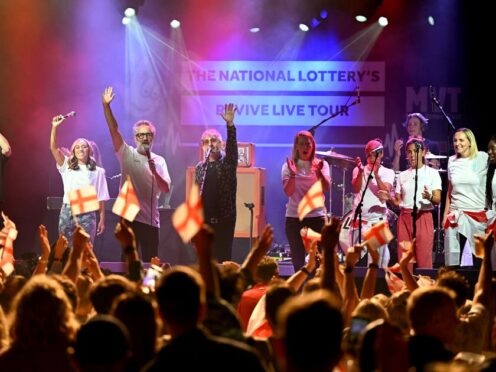 David Baddiel has reunited with the Lightning Seeds to perform a special rendition of their football anthem Three Lions (Jeff Spicer/The National Lottery/PA)