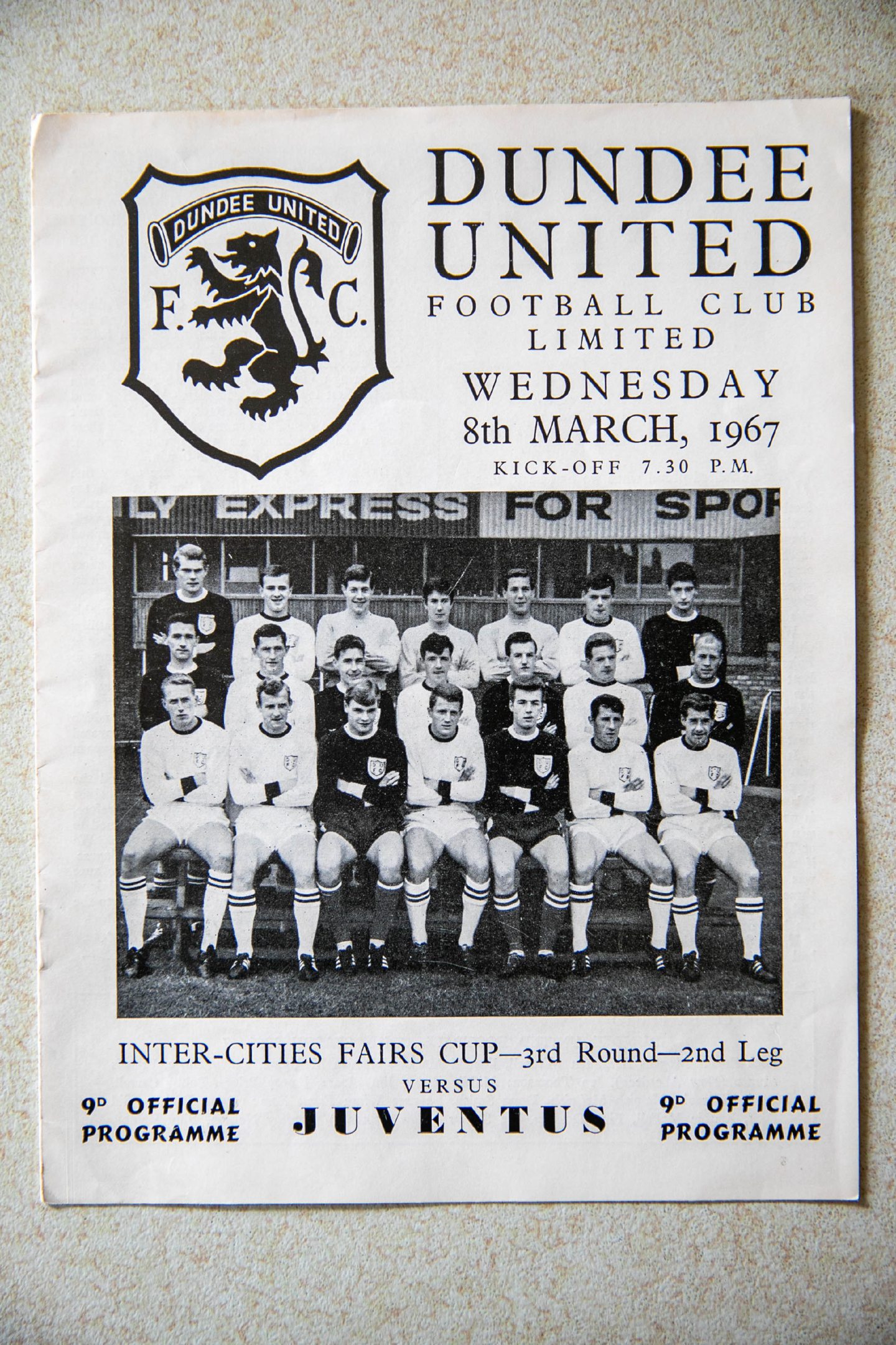 The Dundee v Juventus programme