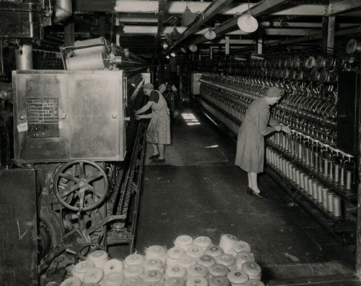 Jute spinners at work in Don Brothers in Forfar which was the scene of drama in 1889.