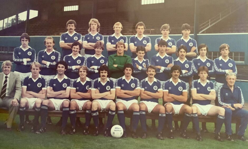 Alan Salisbury, front, fifth from right with his St Johnstone team-mates.  Ally McCoist is second from right in the back row.