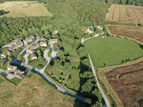 An aerial view of the purpose-built Emmerdale village in West Yorkshire (Adam Cook/Rotor Aerial Photography /ITV/PA)