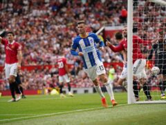 Pascal Gross scored twice as Brighton won at Manchester United. (Dave Thompson/AP)