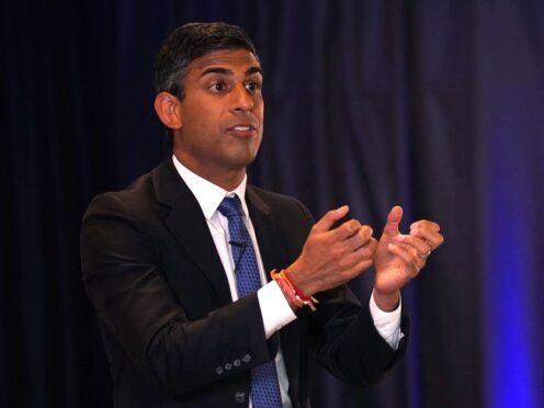 Rishi Sunak during a Tory leadership hustings event at the Culloden Hotel in Belfast (Niall Carson/PA)