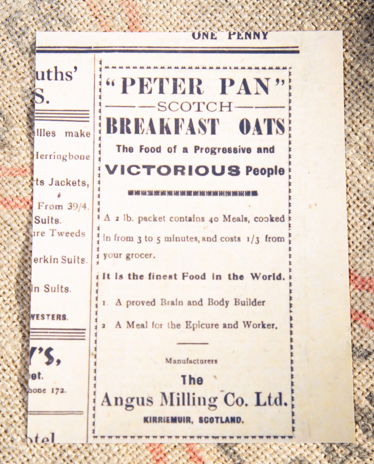 Newspaper ad for the oats