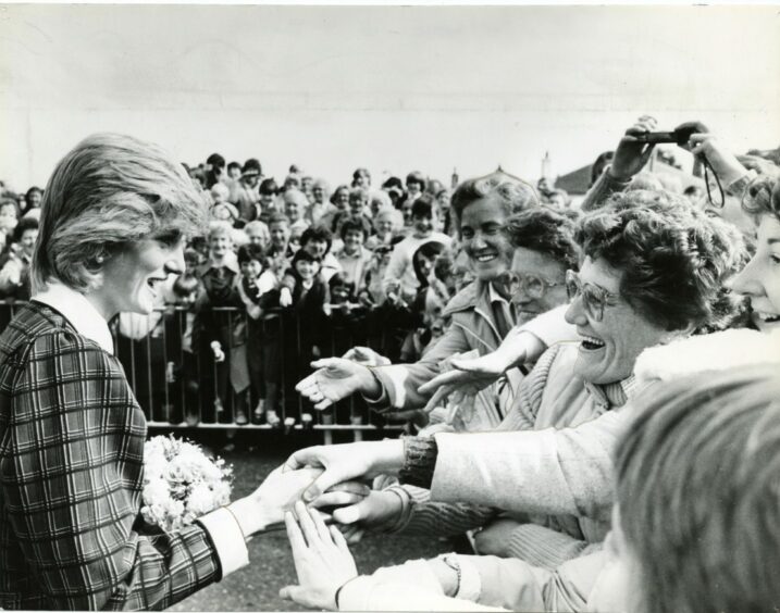 It was all hands out to Princess Diana when she left the factory on her unscheduled walk about in September 1983.