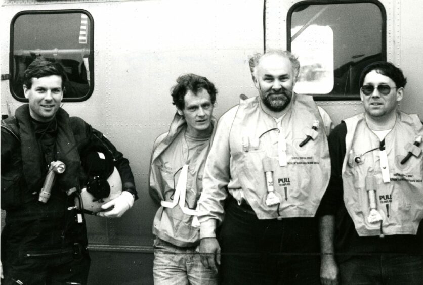 Richard Nixon, James MacKay and Alistair MacDonald are pictured after being rescued.