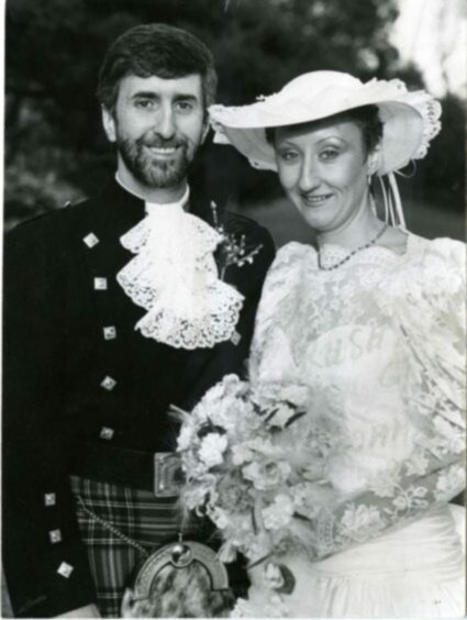 Andrew and Lynda Hunter on their wedding day at Barry Church in 1986.