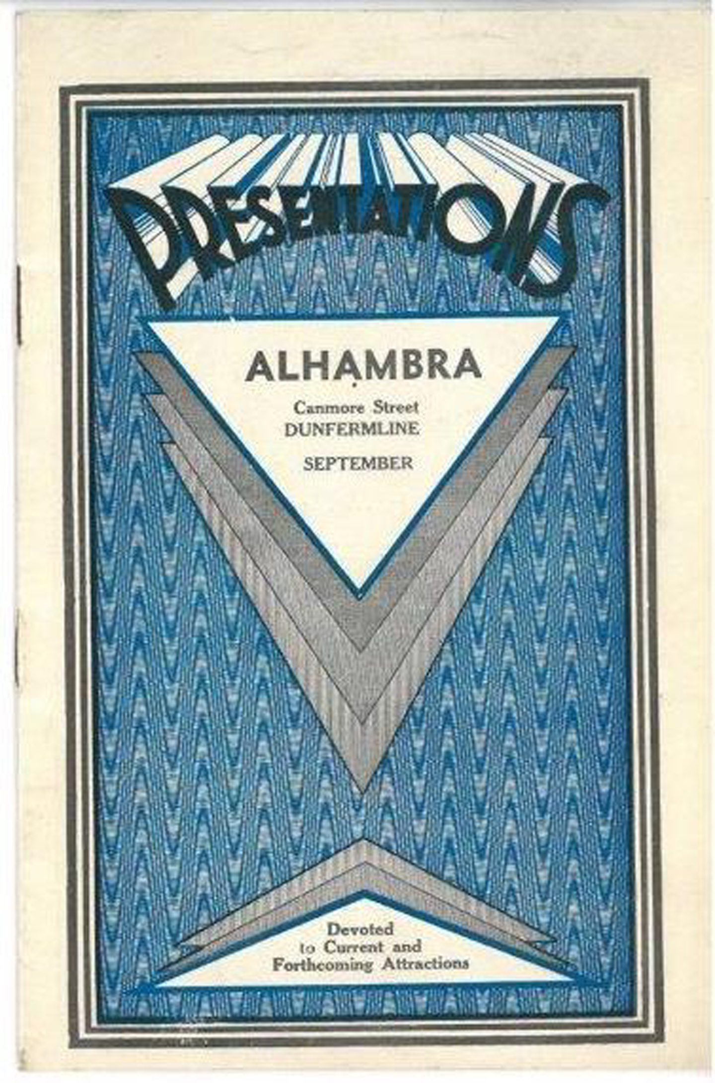 The programmes for the Alhambra were distinctly memorable with their bright blue covers.