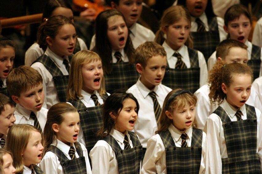 Pupils take part in The High School of Dundee Christmas Concert.