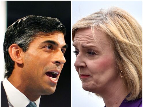 Both Tory leadership candidates were forced on Thursday to confront a stark report from economists warning of the danger tax cuts could pose to the public purse (Ben Birchall/Clodagh Kilcoyne/PA)