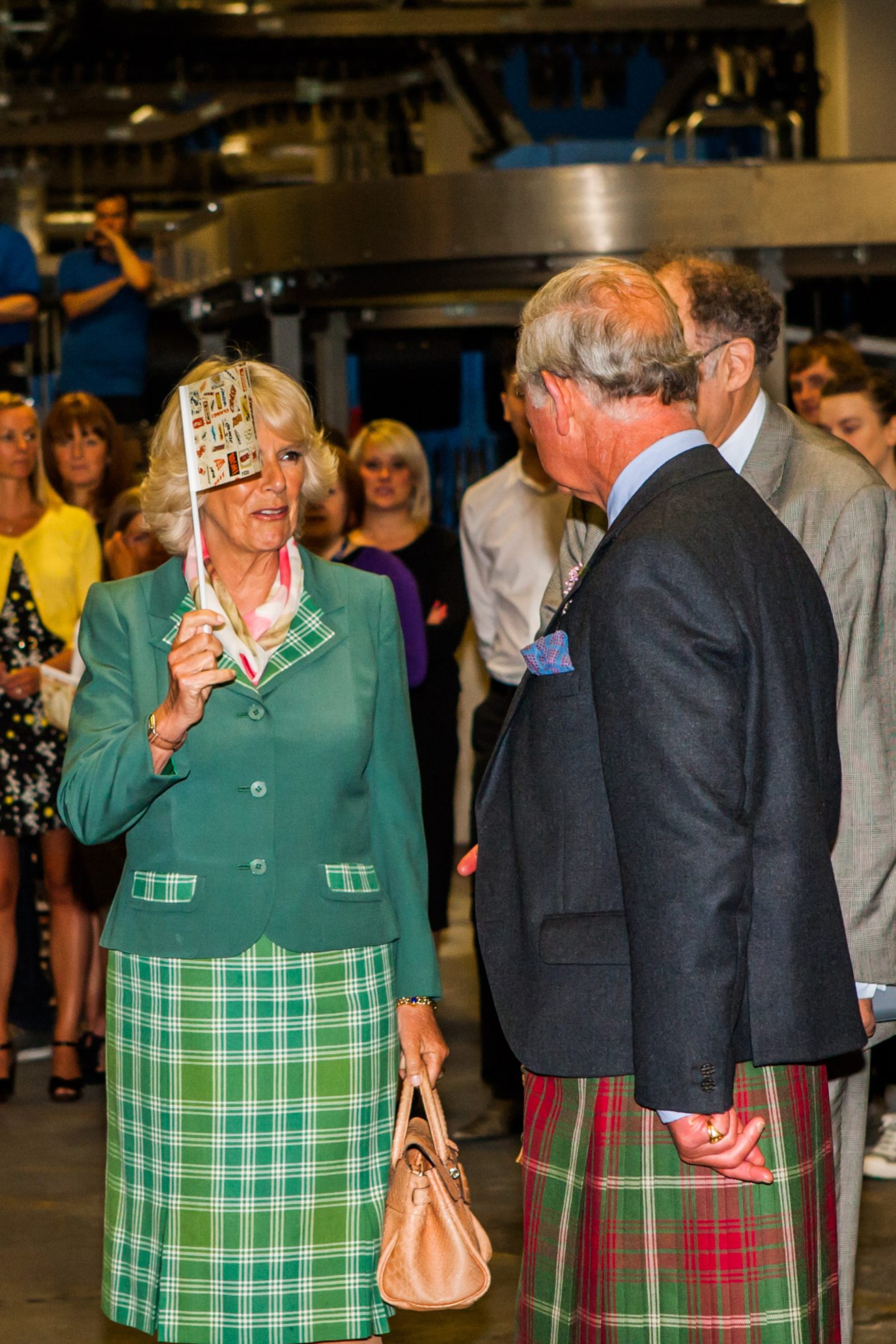 Camilla waved a Beano flag during the special visit.