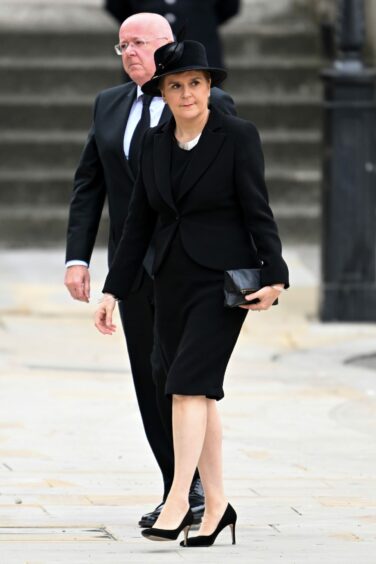 First Minister Nicola Sturgeon and husband Peter Murrell at the funeral.