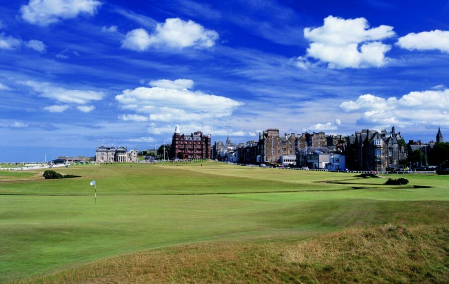 The first green at the Old Course in St Andrews.
