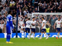 Son Heung-min ended his eight-game goal drought with a hat-trick in Tottenham’s 6-2 win over Leicester (John Walton/PA)