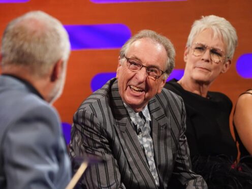 Graham Norton, Eric Idle and Jamie Lee Curtis during the filming for the Graham Norton Show (Ian West/PA)