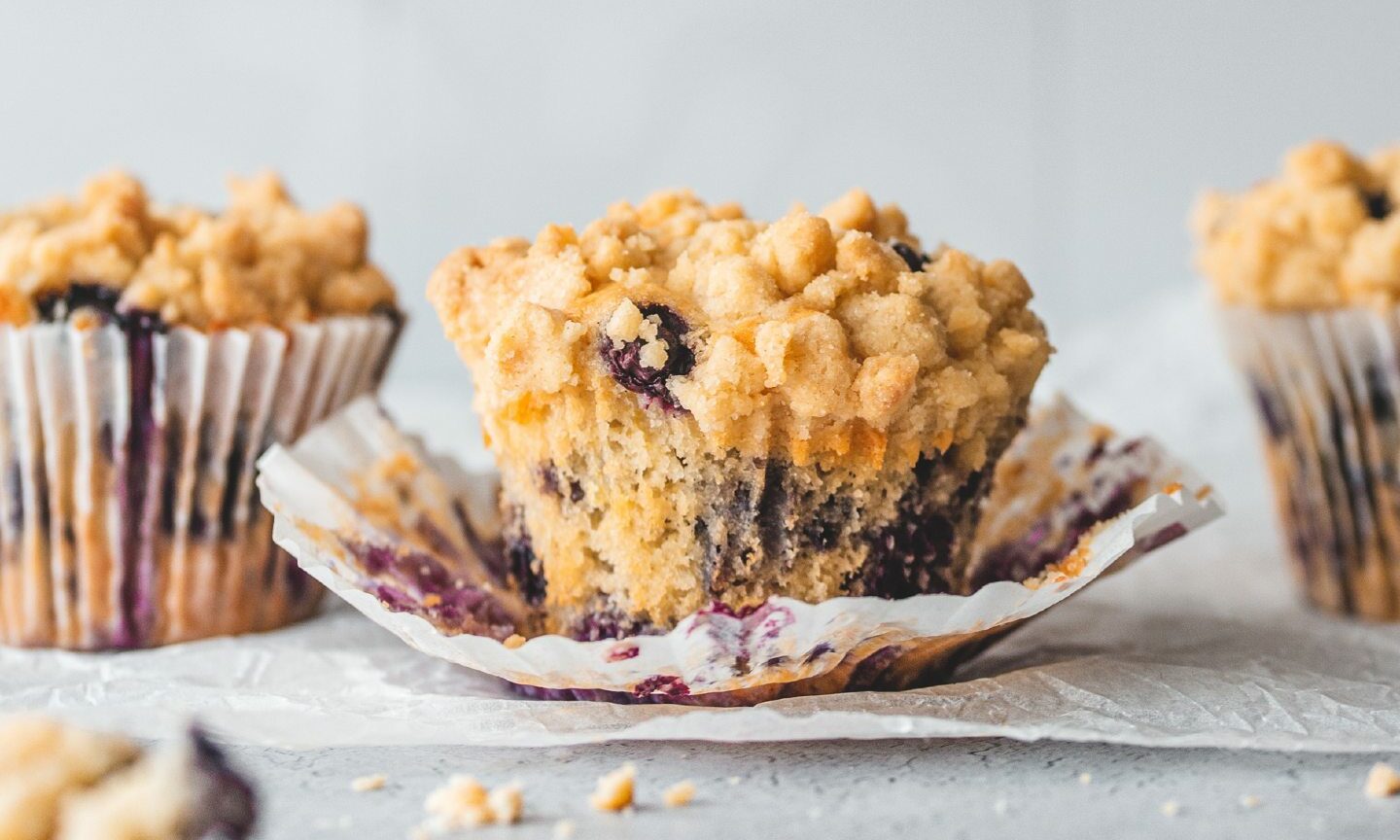 Bakery-style blueberry muffins.