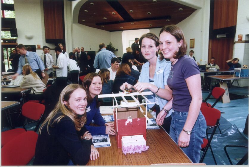 Jennifer Birnie, Amy Lindsay, Rosalind Morgan and Nikki Jack representing the school at the eighth DUCATS (Dundee University Challenges Academics, Technologists and Scientists of the future) Challenge.