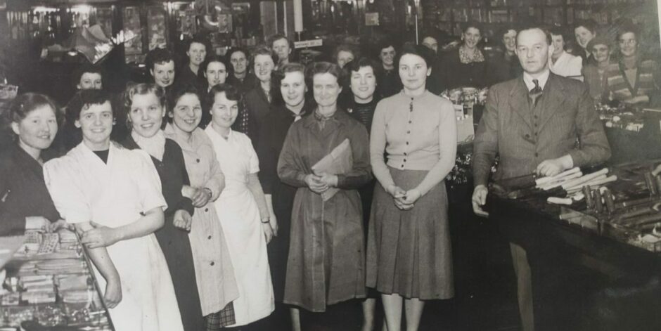 Dottie Gillespie, second from left, with Woolworth colleagues in Arbroath.