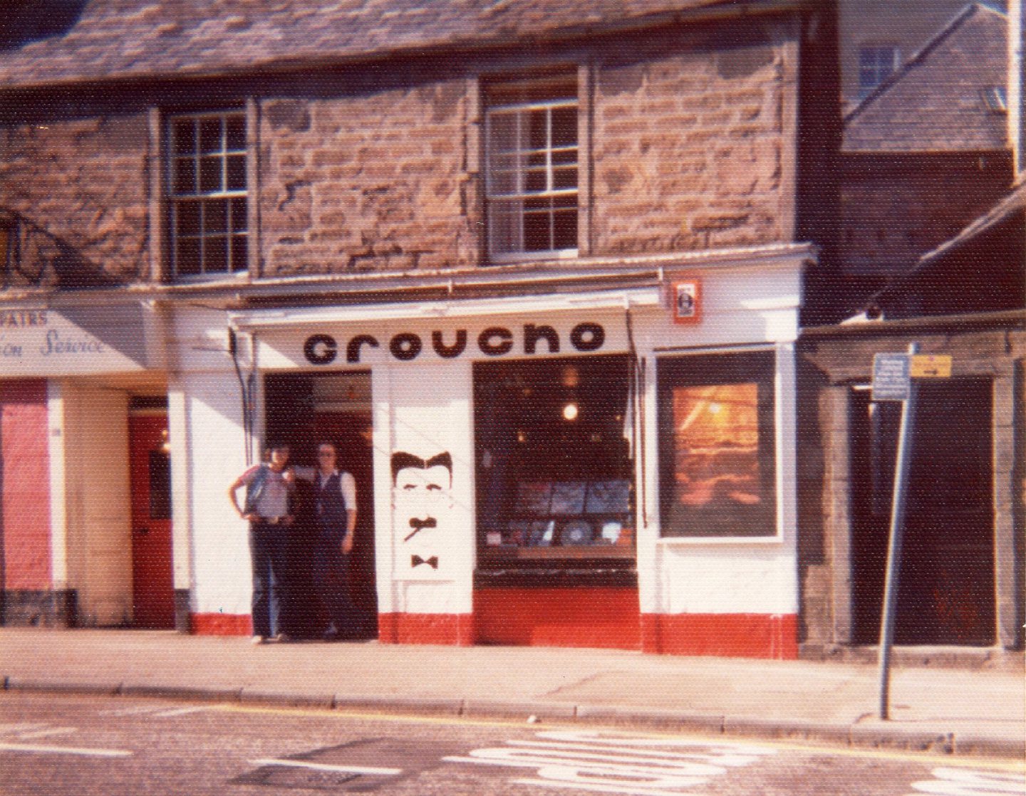 Breeks and Ron outside the Perth Road shop in 1976.