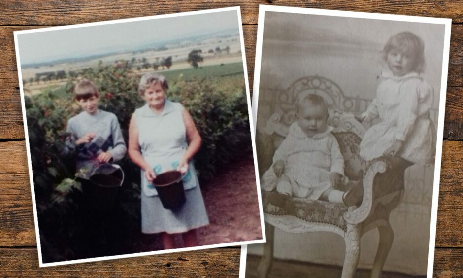 Lilian Morrison and her grandson, Alistair, in the 1980s and as a child with her brother Robert.