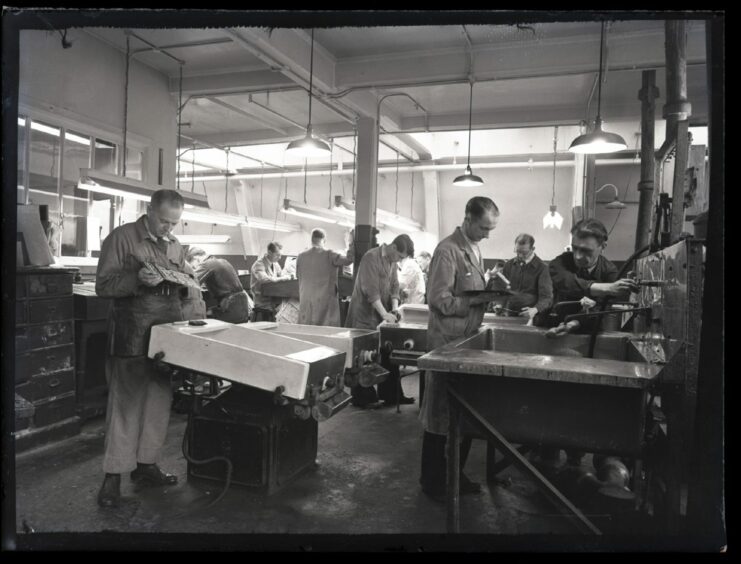 The printing presses at The Courier offices in 1952