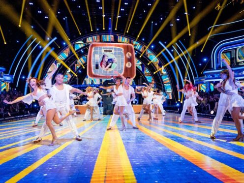 For use in UK, Ireland or Benelux countries only BBC handout photo of the professional dancers during the live show of Strictly Come Dancing on BBC1. (Guy Levy/BBC/PA)