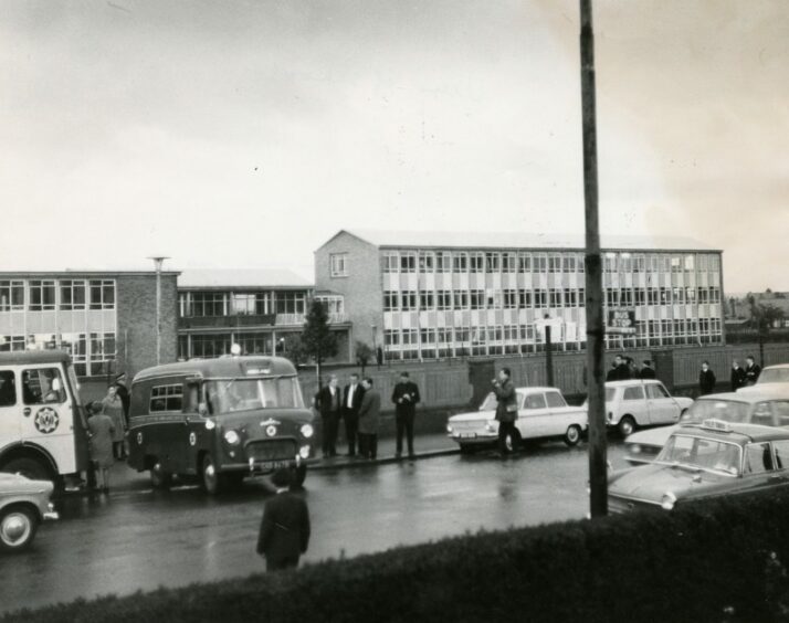 The scene at St John's High School when Robert Mone went on the rampage with a shotgun. Image: DC Thomson.